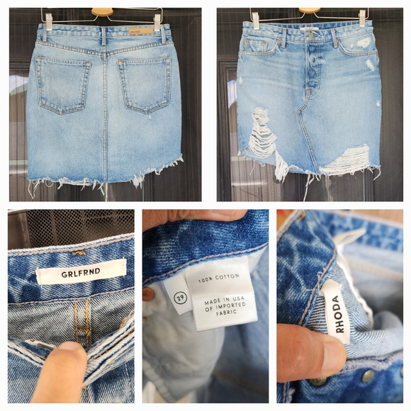 GRLFRND Blue Distressed Denim Skirt - Picture 2 of 2